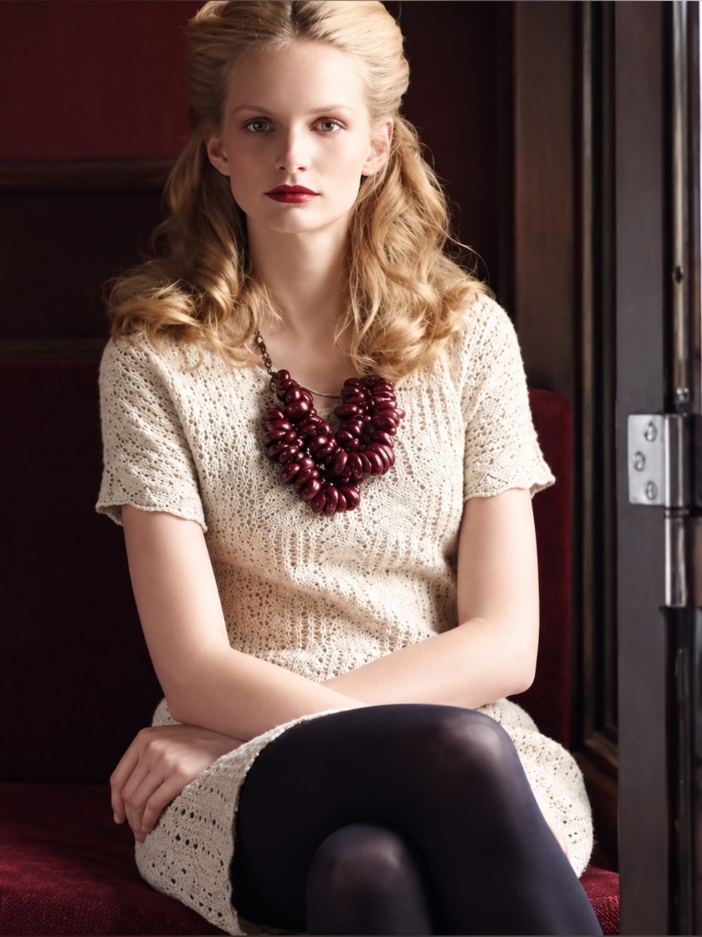 Anthropologie Sparrow Cable Knit Sweater Dress Wool Linen Retro Romantic Size L